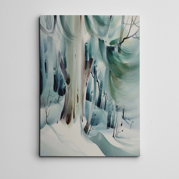 Ağaçlar ve Kış Mini Kanvas Tablo